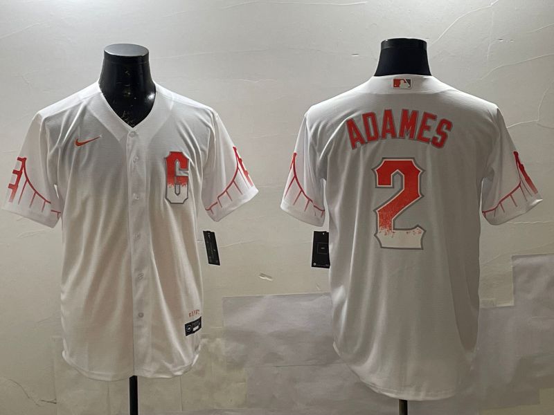 Men San Francisco Giants 2 Adames White City Edition Nike 2025 MLB Jersey style 2